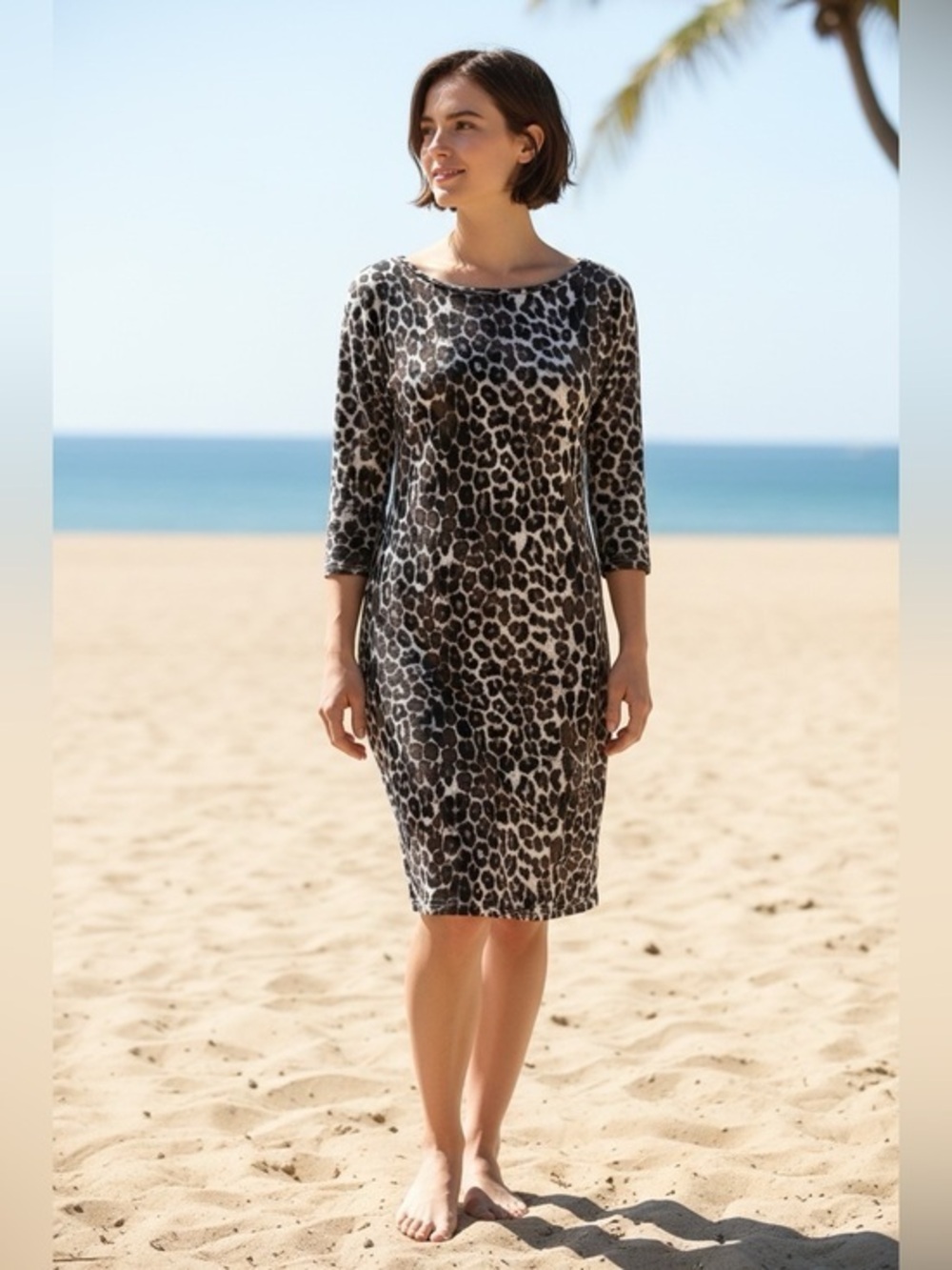 Express Animal Print Long Sleeve Dress